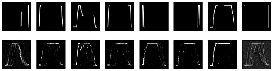 Figure 4.11 Reconstructed images (bottom) from anomalous data (top)